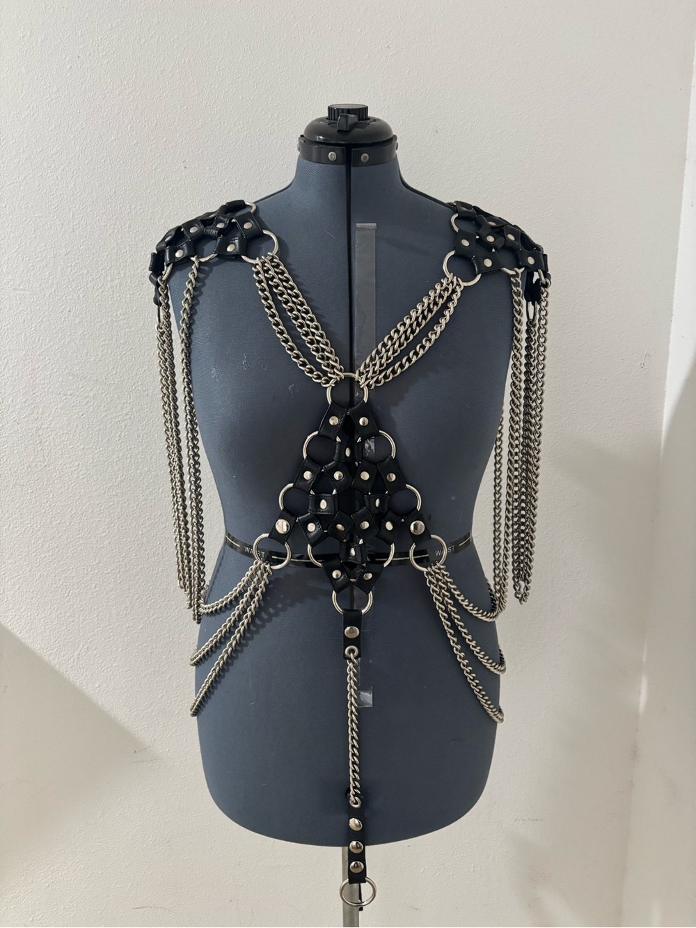 Black and Silver Chain Harness Body Jewelry